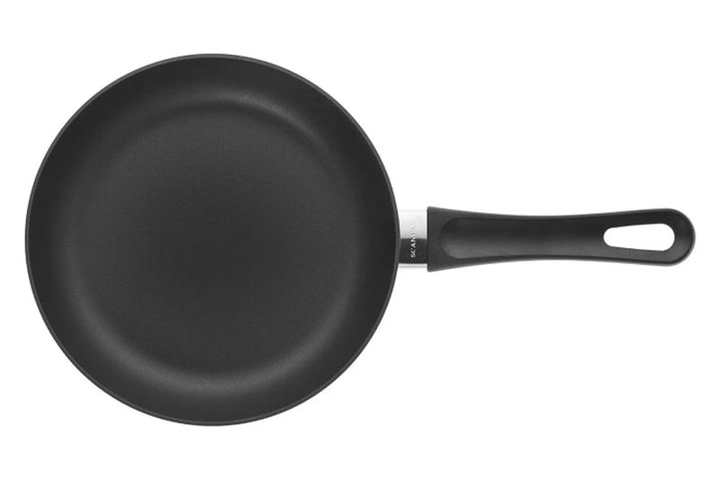 SCANPAN Classic fry pan with a black non-stick interior and black handle, seen from above